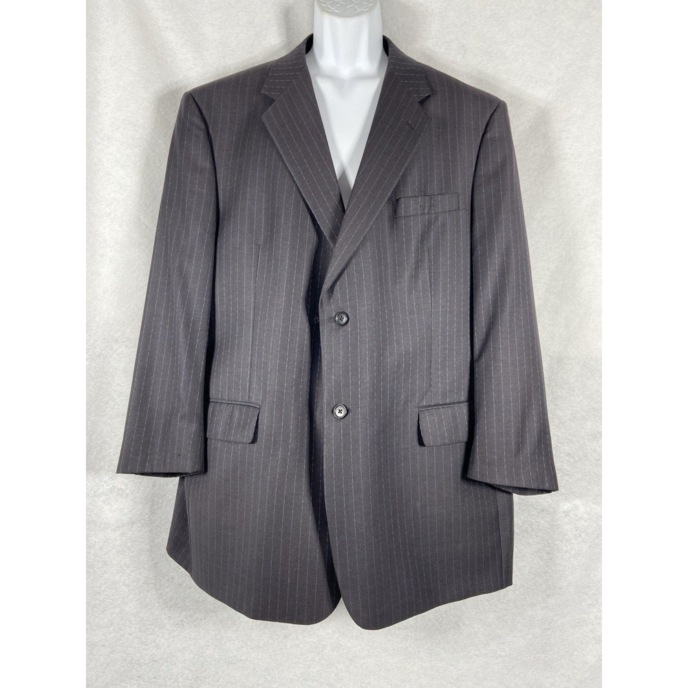 Ted Baker Jacket Men's 48R Gray Endurance Sport Coat Wool Striped Made In USA